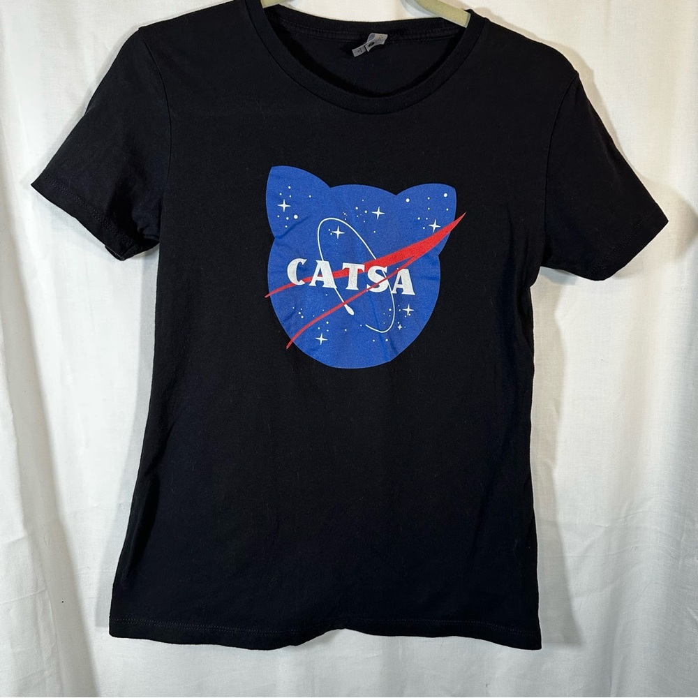 NWOT Catsa Cat Space Modlcloth black t-shirt women’s medium NASA stars
